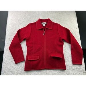 Lisa International Women's Red Boiled Wool Zip Jacket Small‎ Lined